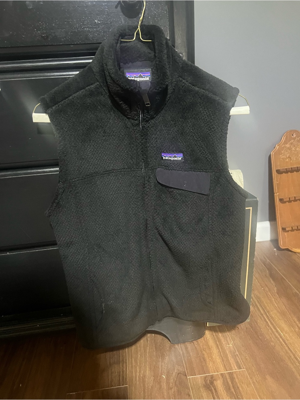 Patagonia Black High-Pile Fleece Vest with Chest Pocket